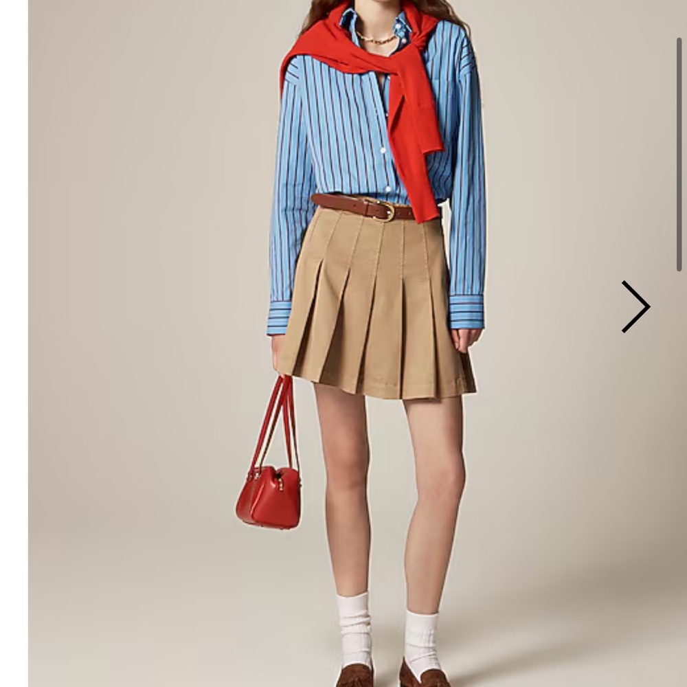 NWT J.Crew pleated mini skirt in chino size 10